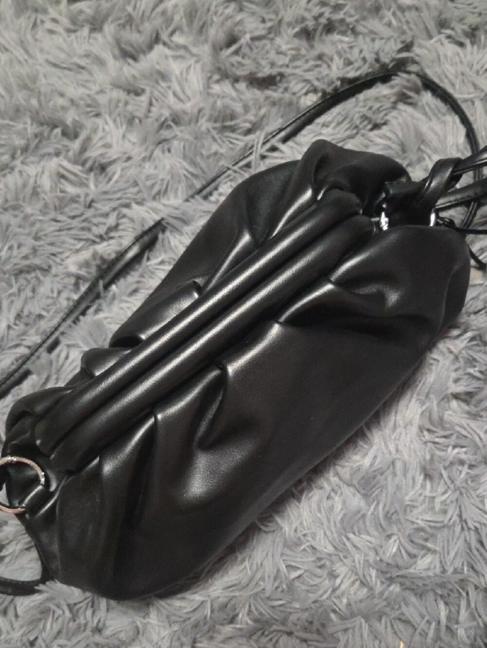 Black Leather Women's Crossbody Shoulder Bag Nwt - Picture 6 of 10